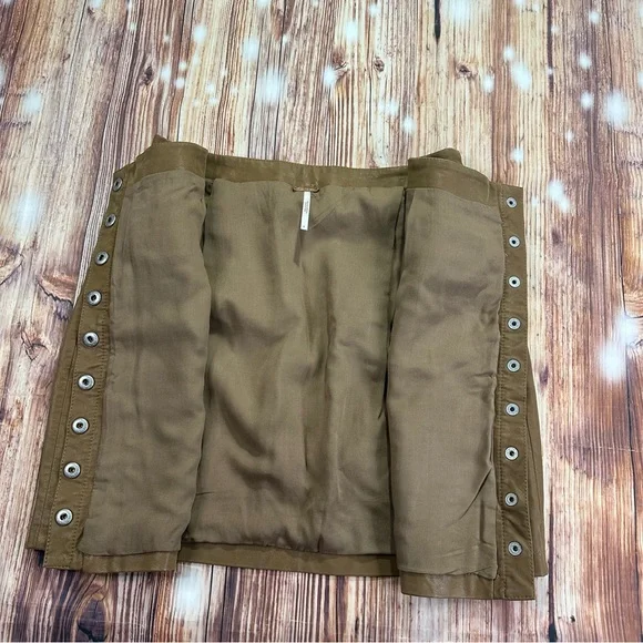 Free People  Faux Leather Skirt  Brown Button-Front Size 6 - Picture 4 of 13